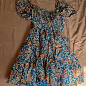 Floral Blue Puff Sleeve Dress